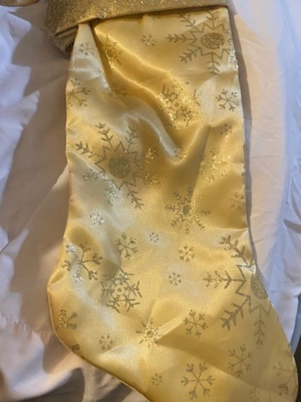 Gold Holiday Time Christmas stocking